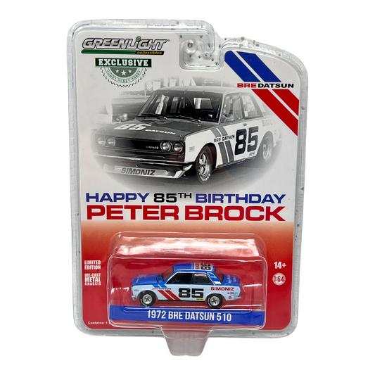 Greenlight Hobby Exclusive Happy Birthday 1972 Bre Datsun 510 1:64 Diecast