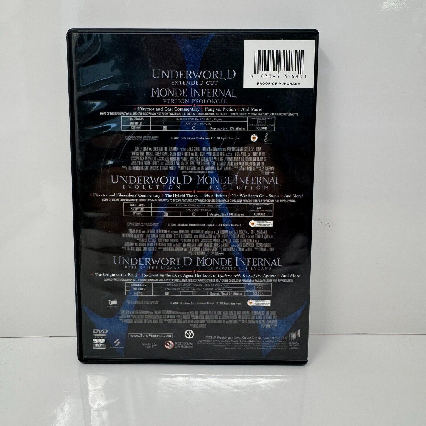 Underworld Trilogy (DVD) Fantasy Good Condition!!!