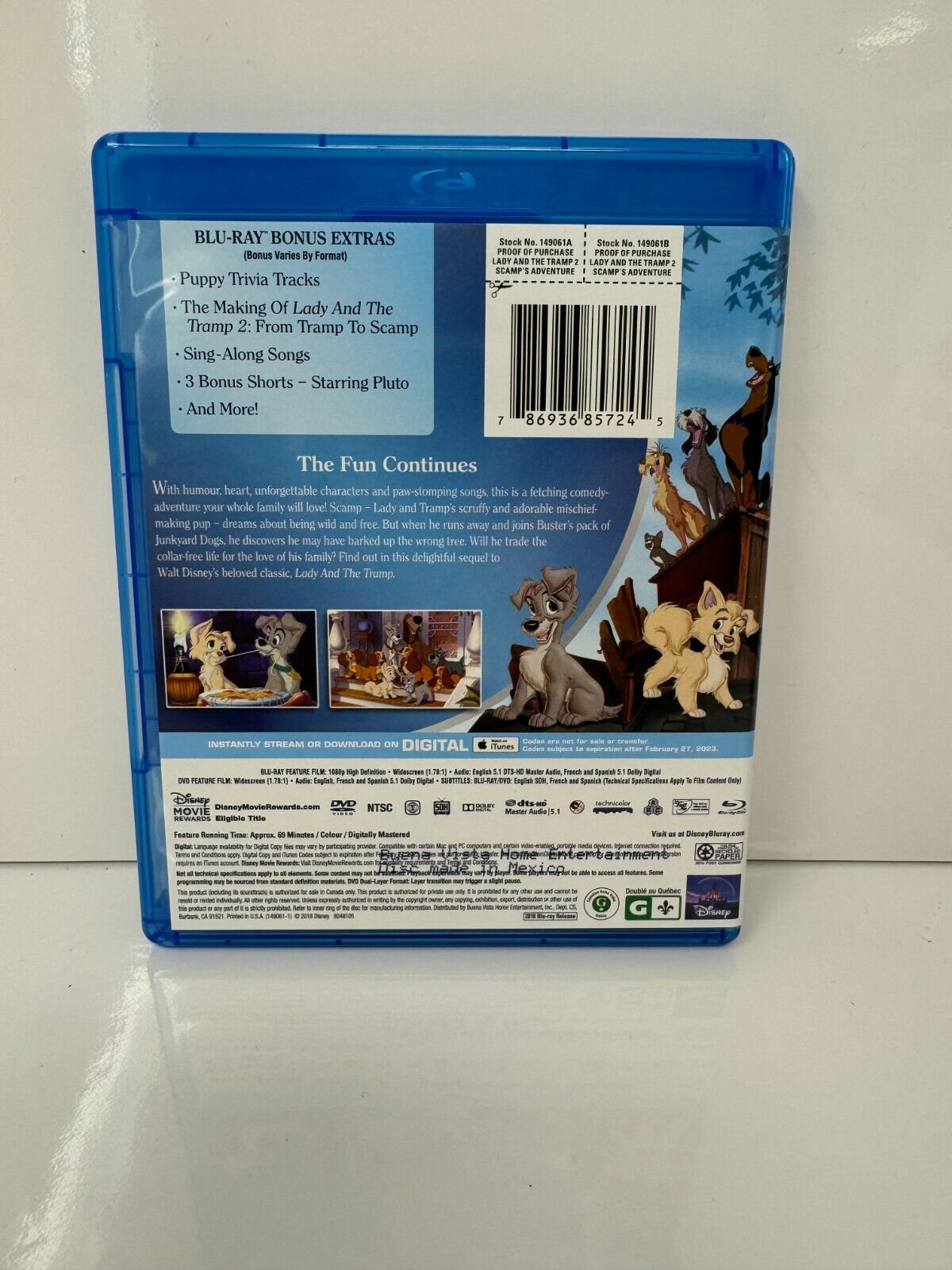 Lady and the Tramp II: Scamp's Adventure (Blu-ray) Disney Good Condition!!!