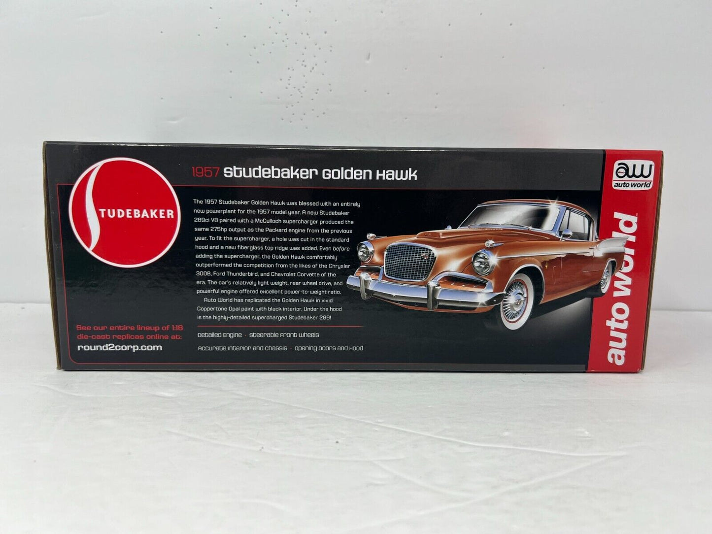 Auto World 1957 Studebaker Golden Hawk Hardtop American Muscle 1:18 Diecast