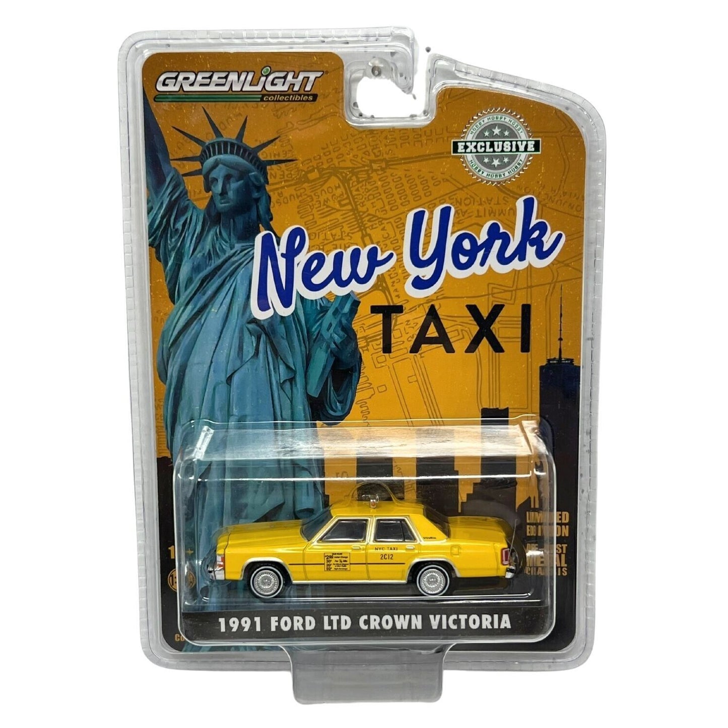 Greenlight Hobby Excl. New York Taxi 1991 Ford LTD Crown Victoria 1:64 Diecast