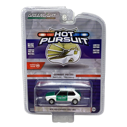 Greenlight German Polizei 1974 Volkswagen Golf MK1 Club Hot Pursuit 1:64 Diecast