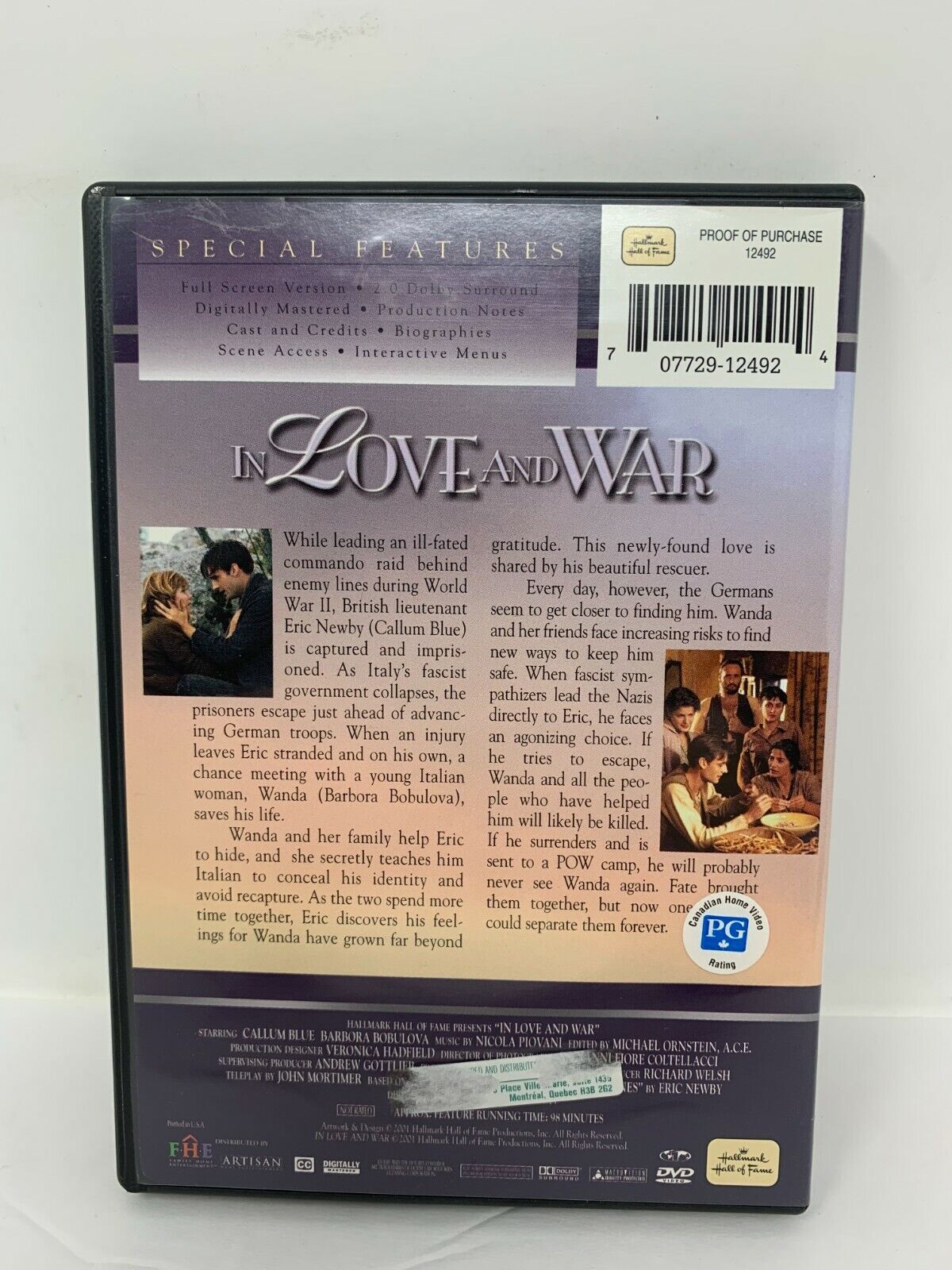 In Love and War (DVD) Romance Good Condition!