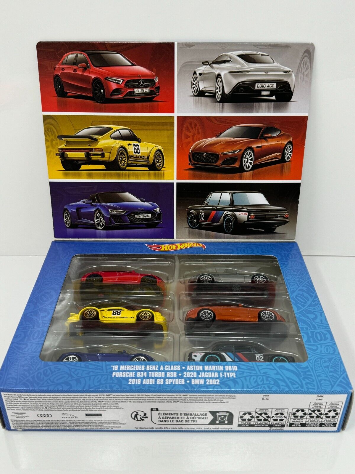 Hot Wheels European Themed 6-Pack '19 Mercedes-Benz A-Class, Porsche 934 Turbo R