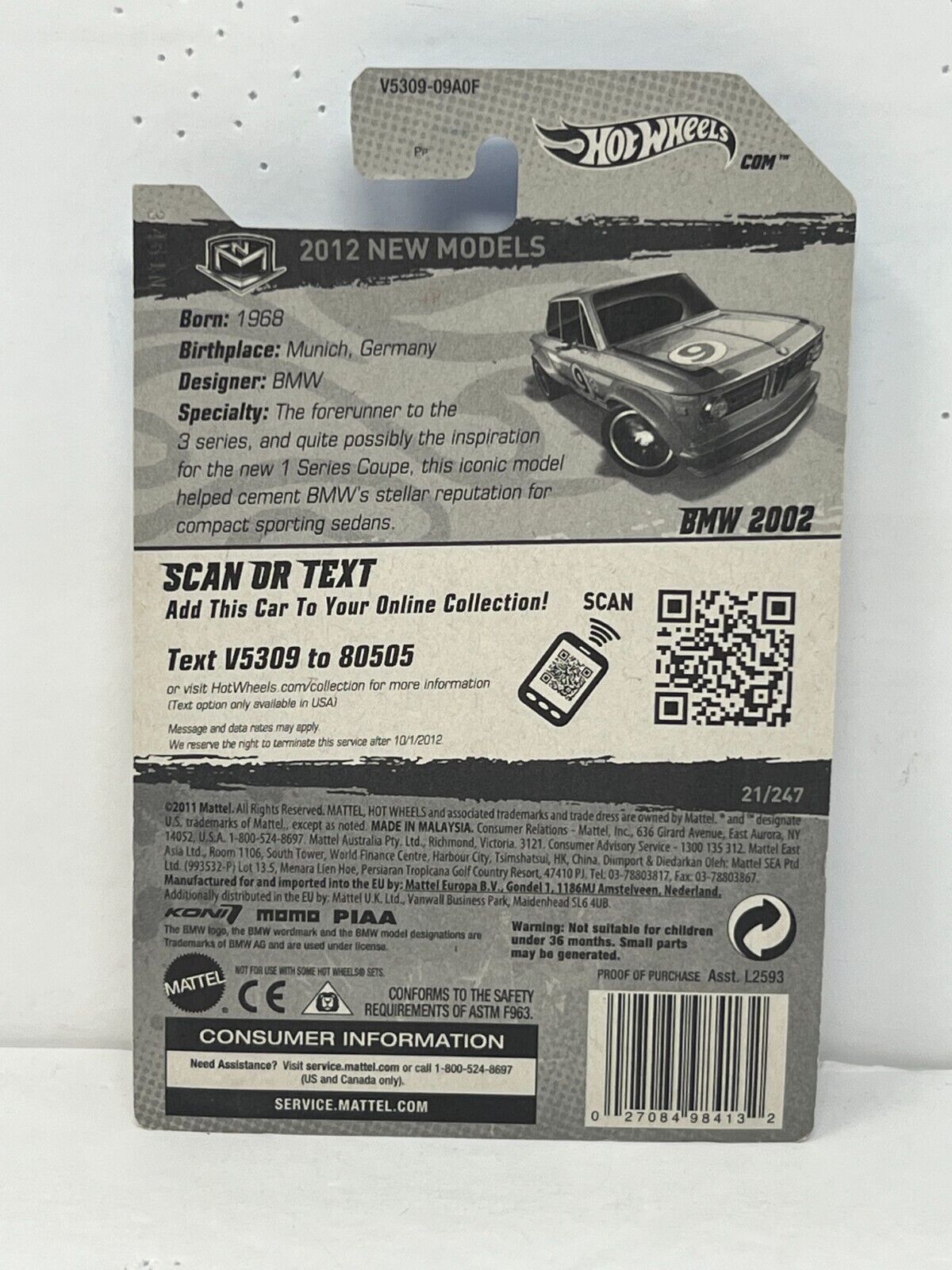 Hot Wheels 2012 New Models BMW 2002 1:64 Diecast