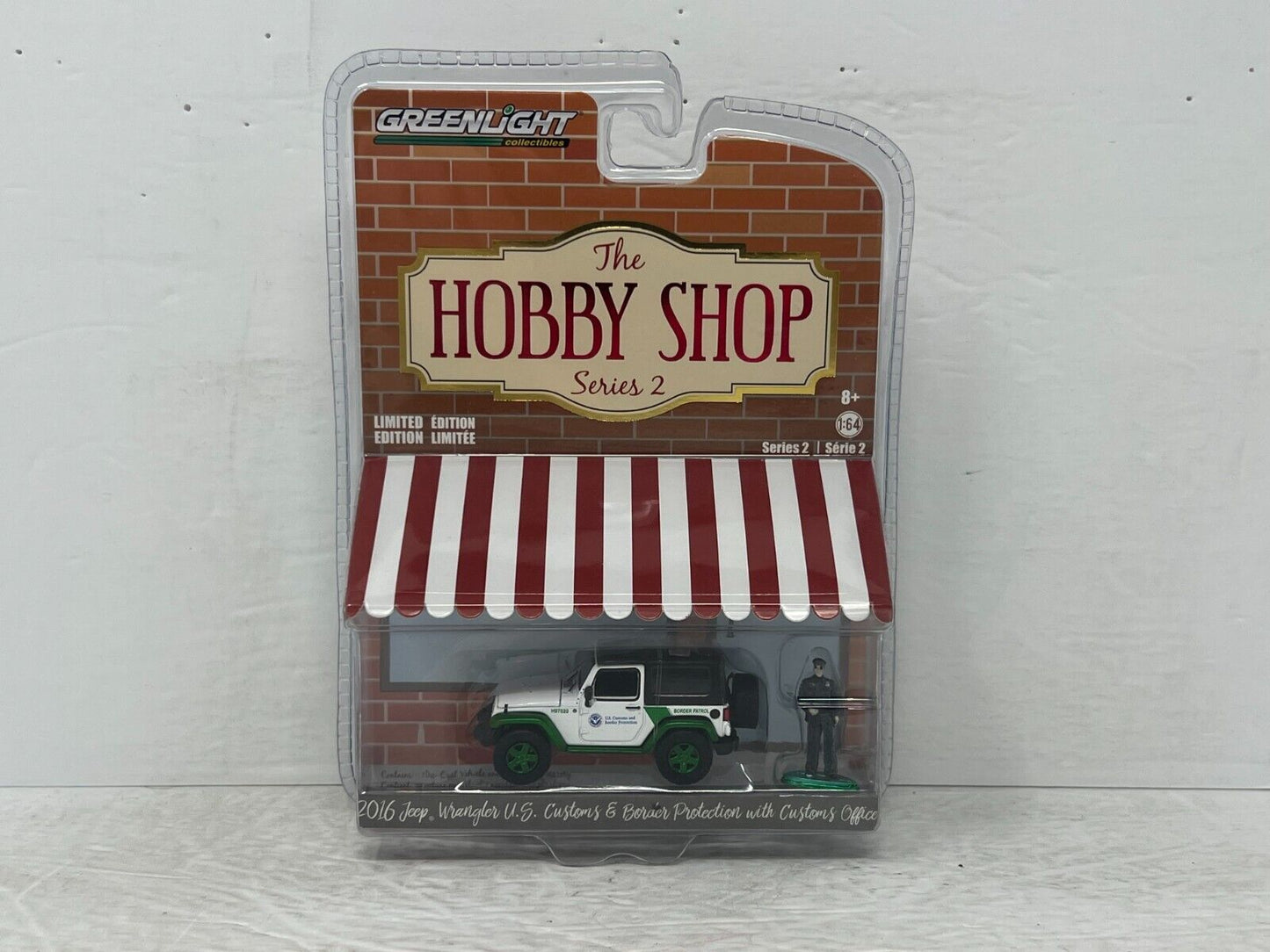 Greenlight Hobby Shop 2016 Jeep Wrangler U.S. Customs GREEN MACHINE 1:64 Diecast