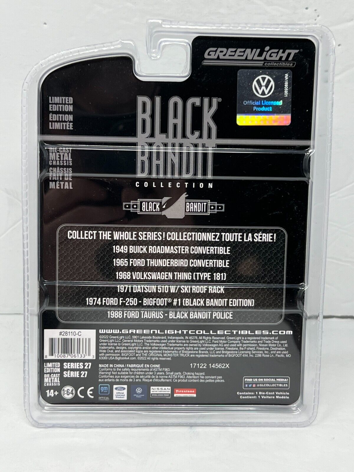 Greenlight Black Bandit 1968 Volkswagen Thing (Type 181) 1:64 Diecast