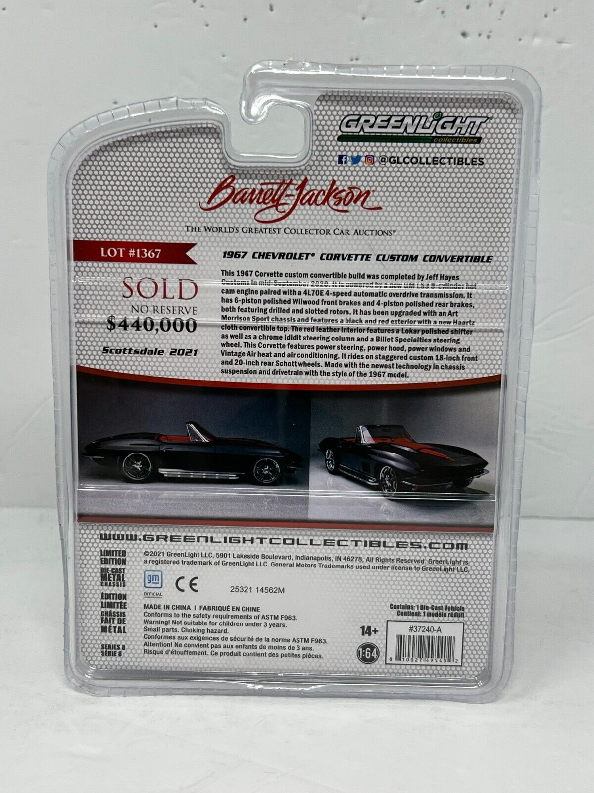 Greenlight Barrett-Jackson 1967 Chevrolet Corvette Convertible 1:64 Diecast