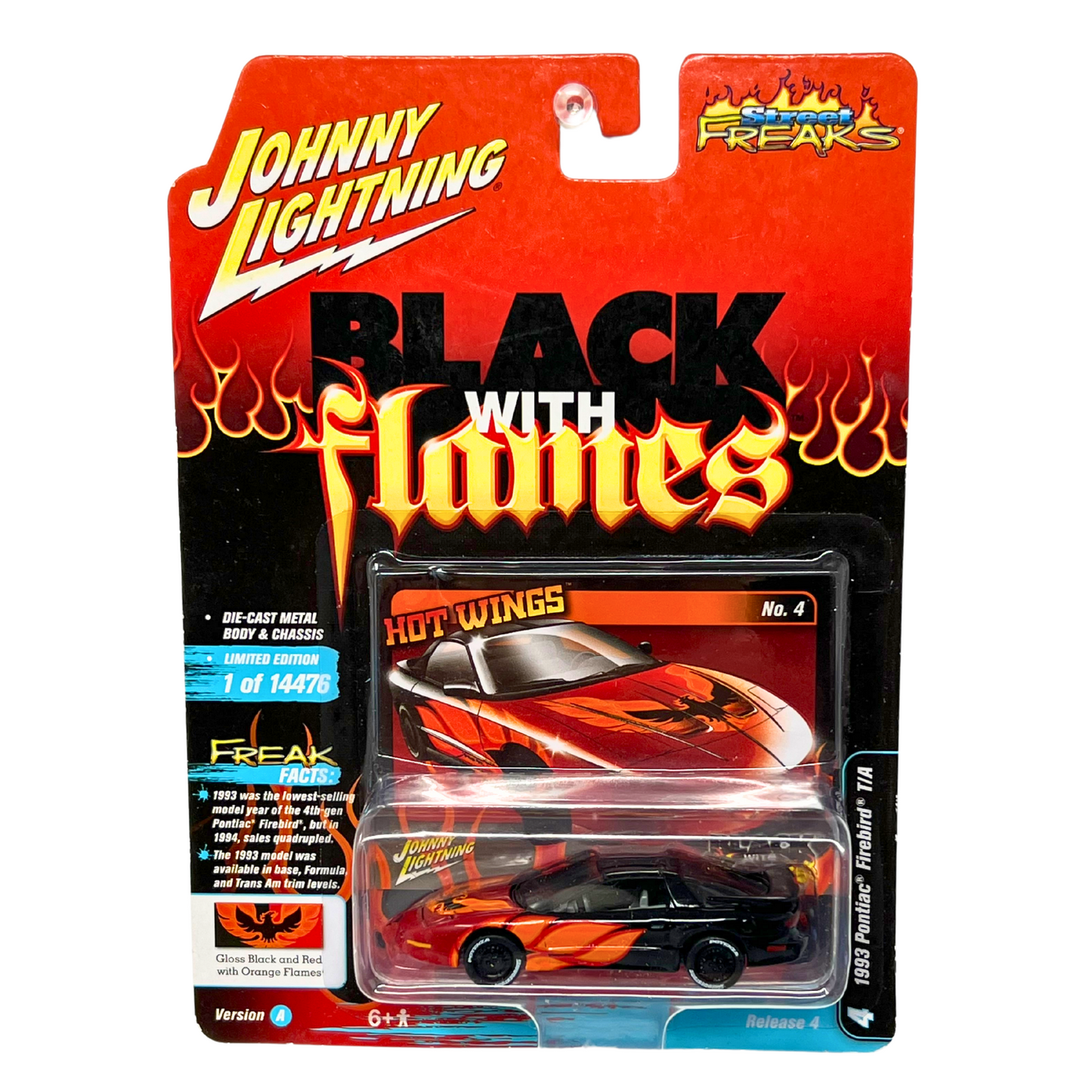 Johnny Lightning Black with Flames 1993 Pontiac Firdbird TA 1:64 Diecast V2