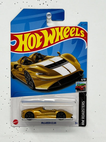 Hot Wheels HW Roadsters McLaren Elva White & Gold 1:64 Diecast Version 2