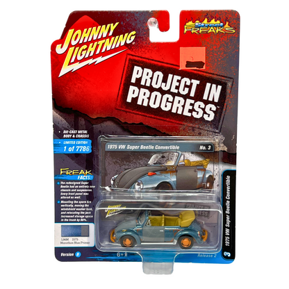 Johnny Lightning Project in Progress 1975 VW Beetle Convertible 1:64 Diecast