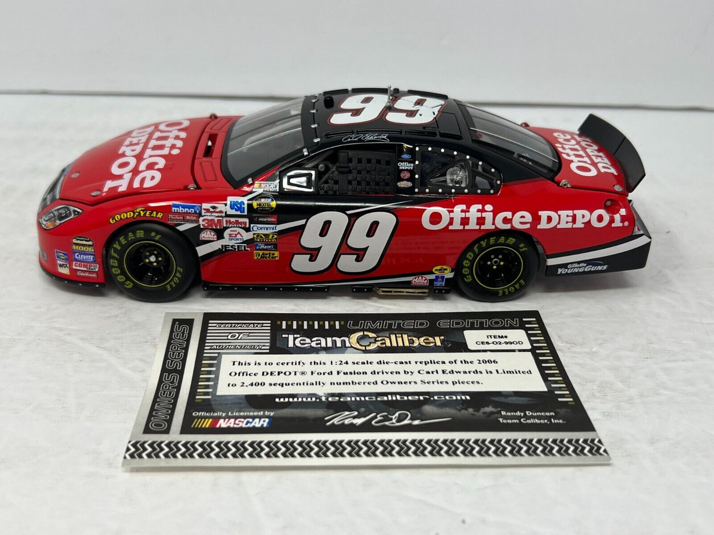 Team Caliber Nascar #99 Carl Edwards Office Depot 2006 Ford Fusion 1:24 Diecast