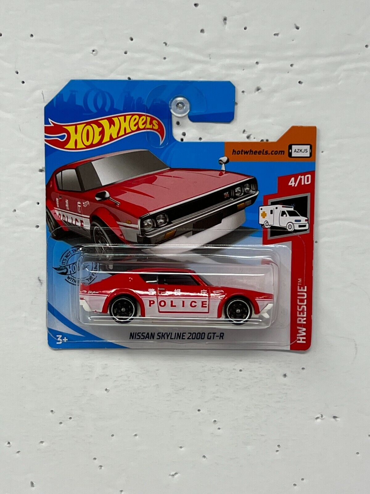 Hot Wheels HW Rescue Police Nissan Skyline 2000 GT-R JDM 1:64 Diecast Short Card