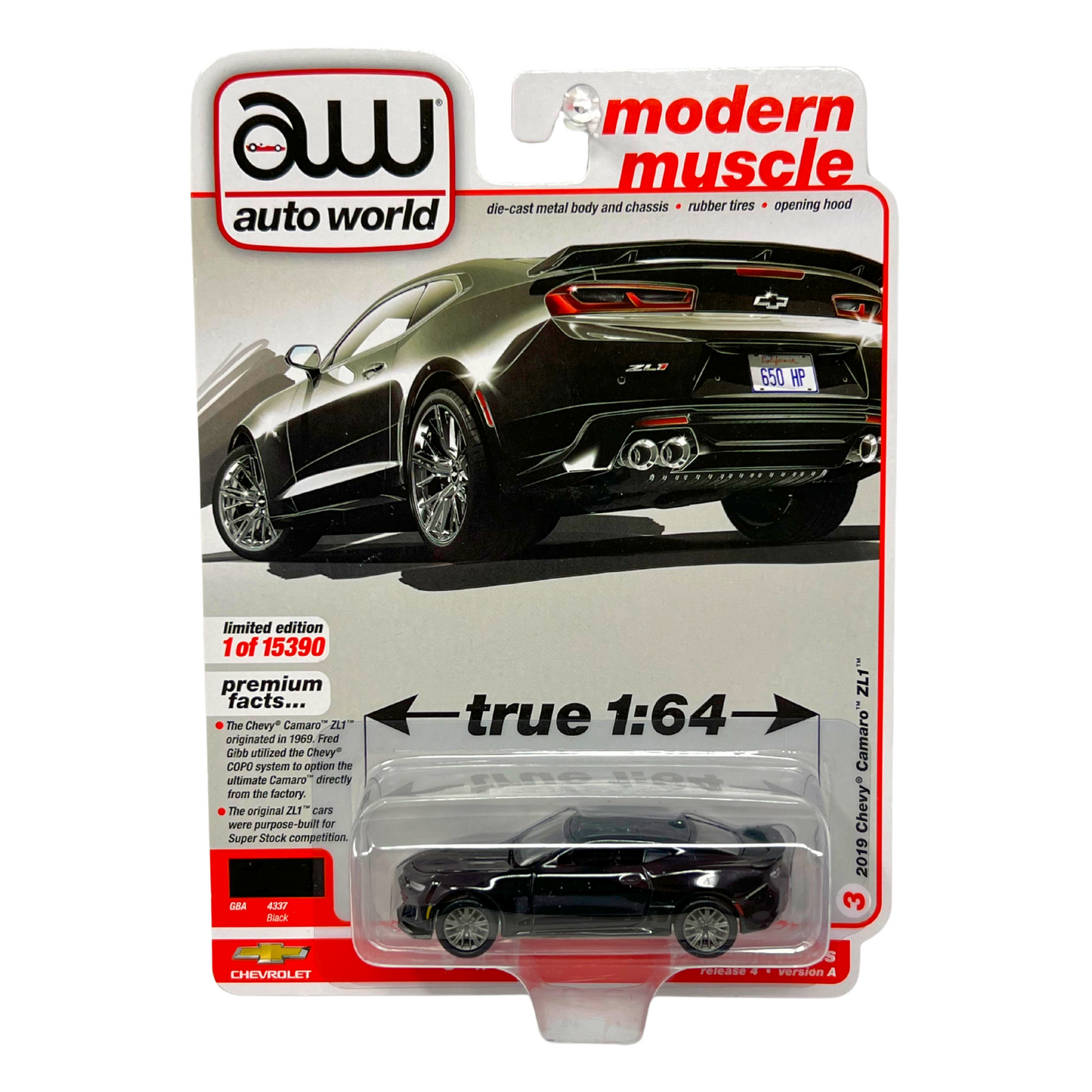 Auto World Modern Muscle 2019 Chevy Camaro ZL1 1:64 Diecast Version A