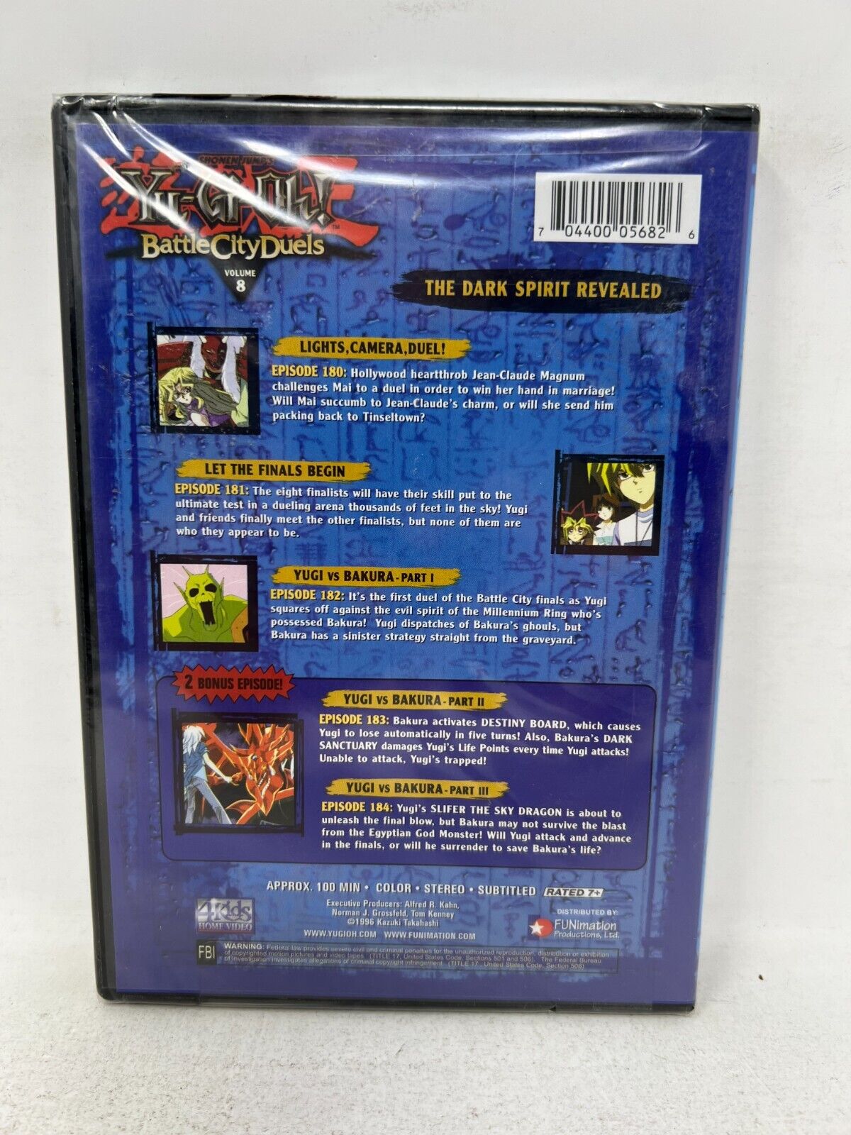 Yu-Gi-Oh Battle City Duels Vol. 8 The Dark Spirit Revealed (DVD) Anime Brand New