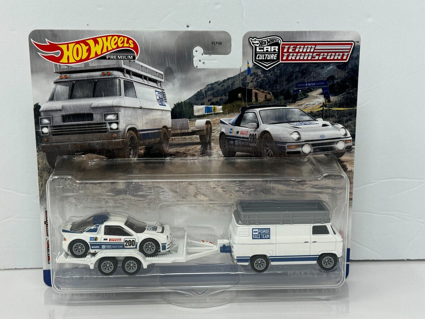 Hot Wheels Premium Team Transport #33 Ford RS200 & Rally Van 1:64 Diecast