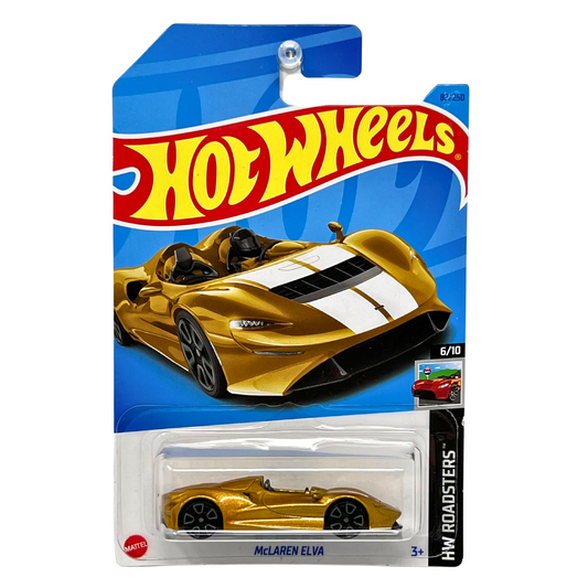 Hot Wheels HW Roadsters McLaren Elva White & Gold 1:64 Diecast Version 2