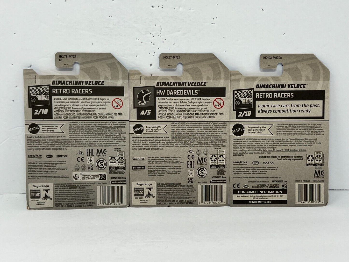 Hot Wheels Retro Racers Dimachinni Veloce Fantasy Cars 1:64 Diecast Lot of 3