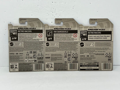 Hot Wheels Retro Racers Dimachinni Veloce Fantasy Cars 1:64 Diecast Lot of 3