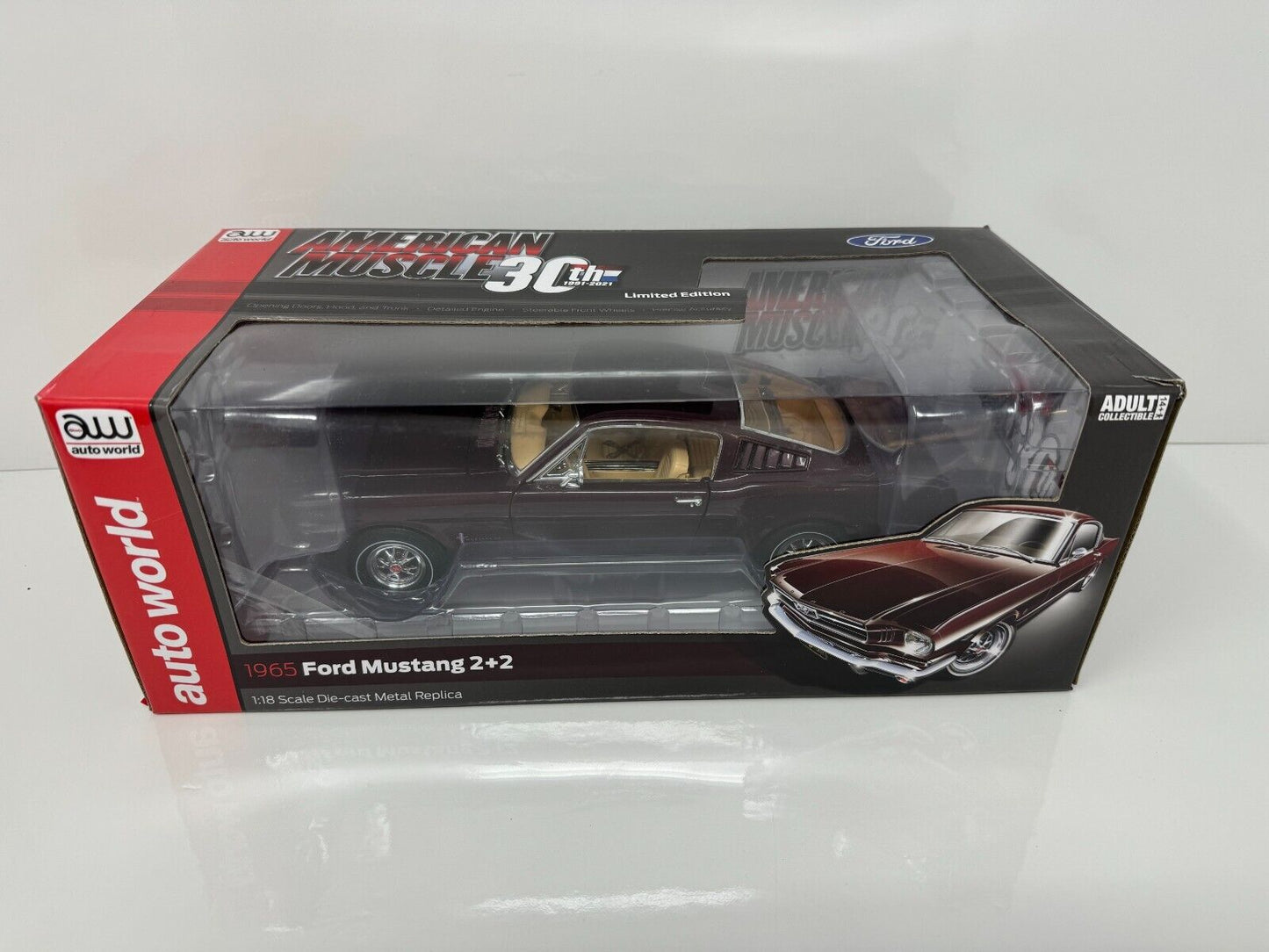 Auto World American Muscle 1965 Ford Mustang (2 + 2) 1:18 Diecast