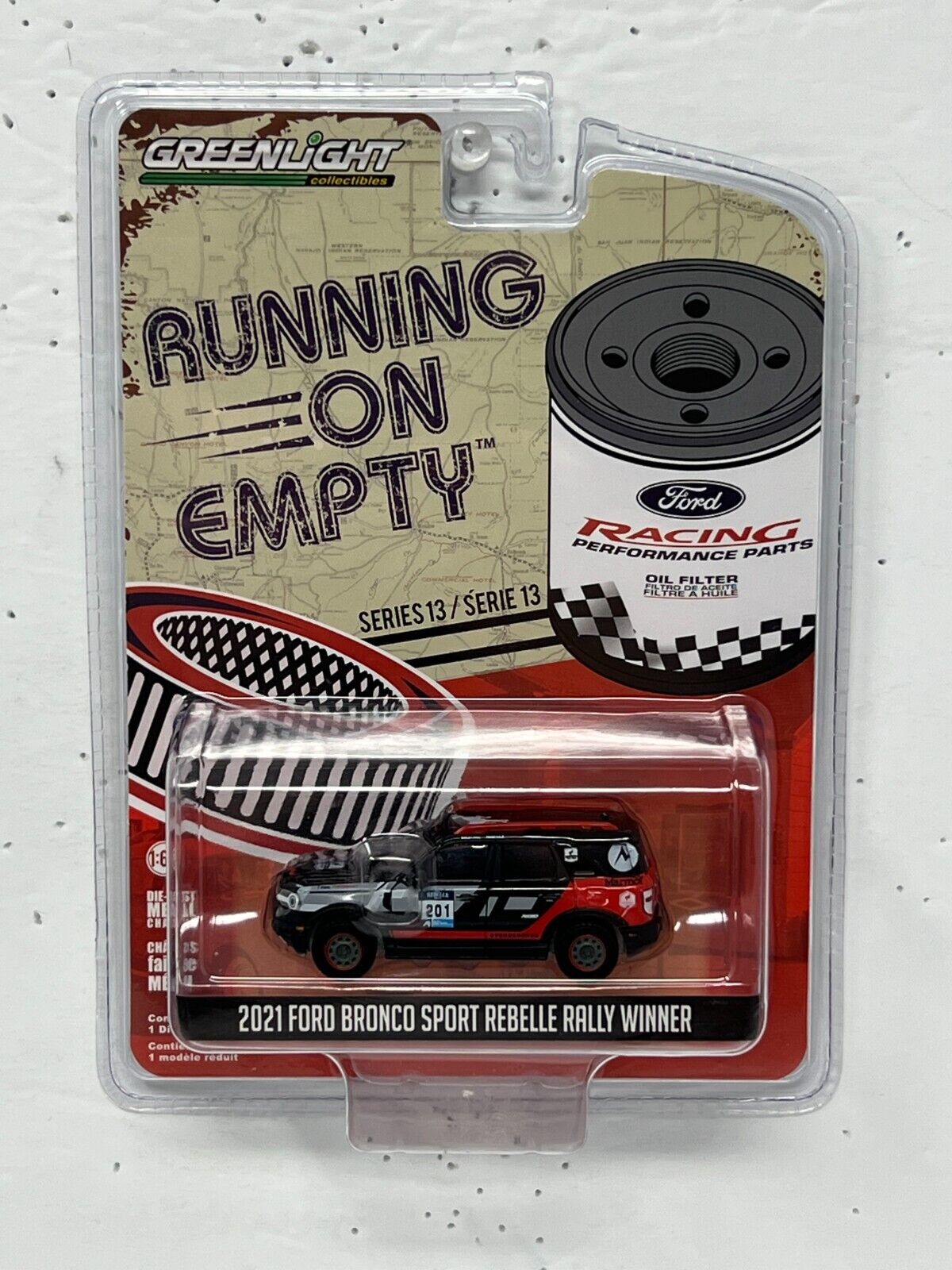 Greenlight Running on Empty 2021 Ford Bronco Sport Rebelle Rally 1:64 Diecast