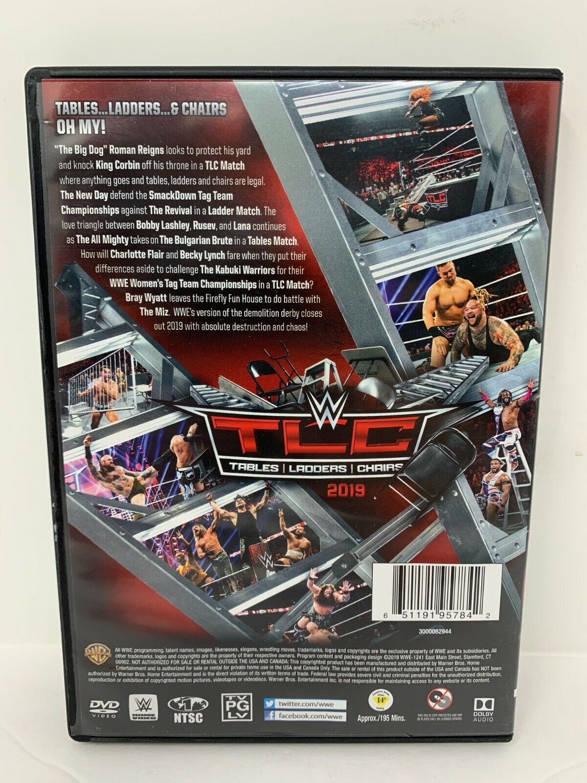 WWE TLC Tables, Ladders and Chairs 2019 (DVD) Good Condition!!!