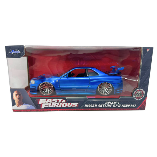 Jada Fast & Furious Brian's Nissan Skyline GT-R (BNR34) 1:24 Diecast Blue