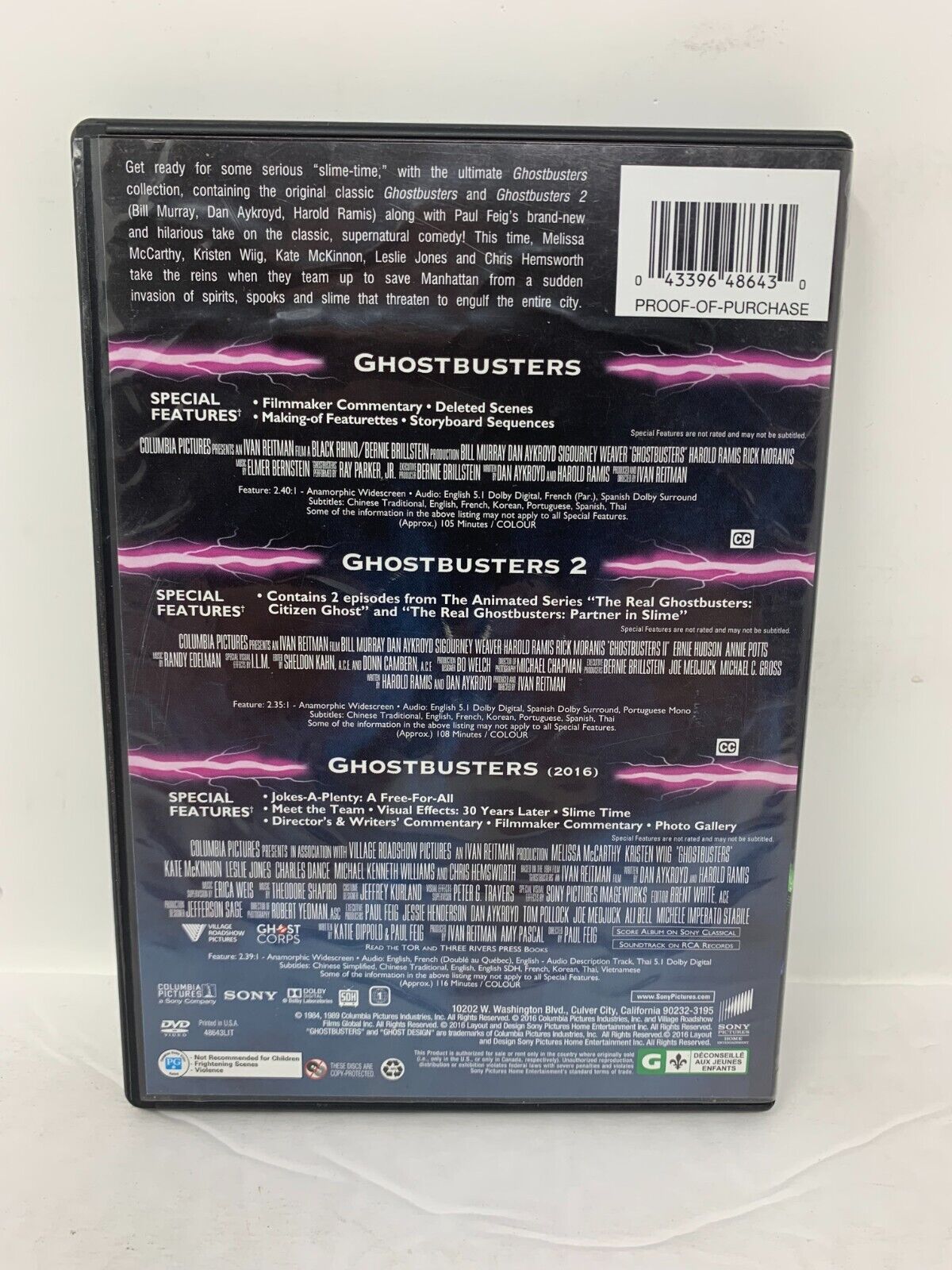 Ghostbusters Collection (DVD) Sci-Fi Both Original Films + 2016 Good Condition!!