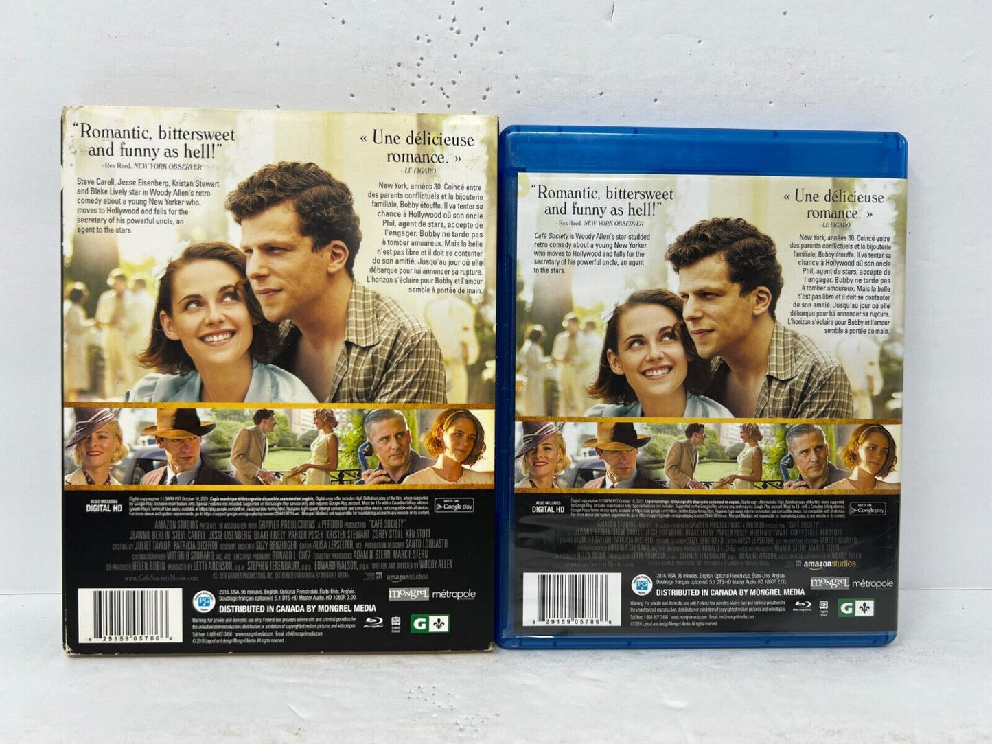 Cafe Society (Blu-ray) Romance Good Condition!!!