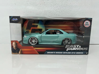 Jada Fast & Furious Brian's Nissan Skyline GT-R (BNR34) 1:24 Diecast Aqua