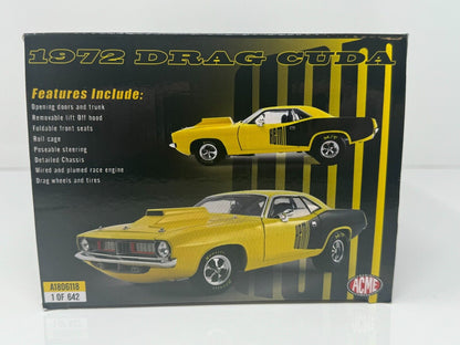 Acme 1972 Plymouth Cuda Hemi Drag 1:18 Diecast 1 of 642