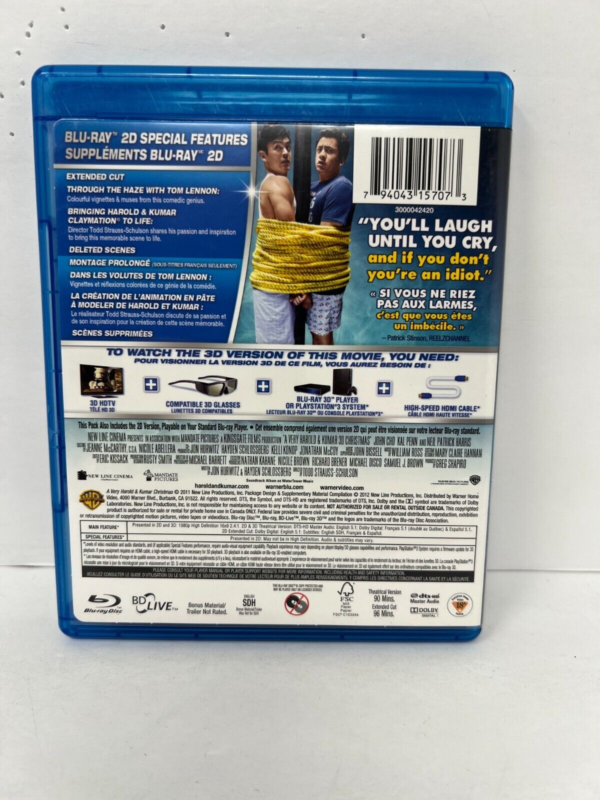 A Very Harold & Kumar Christmas (Blu-ray 3D) Comedy Good Condition!!!