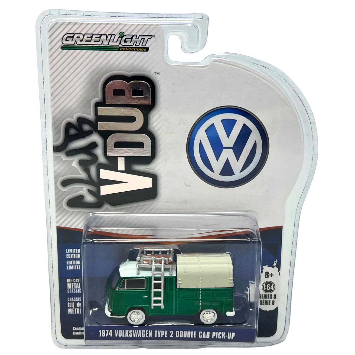 Greenlight Club V-Dub 1974 Volkswagen Type 2 Pick-Up Green Machine 1:64 Diecast