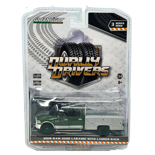 Greenlight Dually Drivers 2018 Dodge Ram 3500 Laramie Green Machine 1:64 Diecast