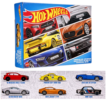 Hot Wheels European Themed 6-Pack '19 Mercedes-Benz A-Class, Porsche 934 Turbo R