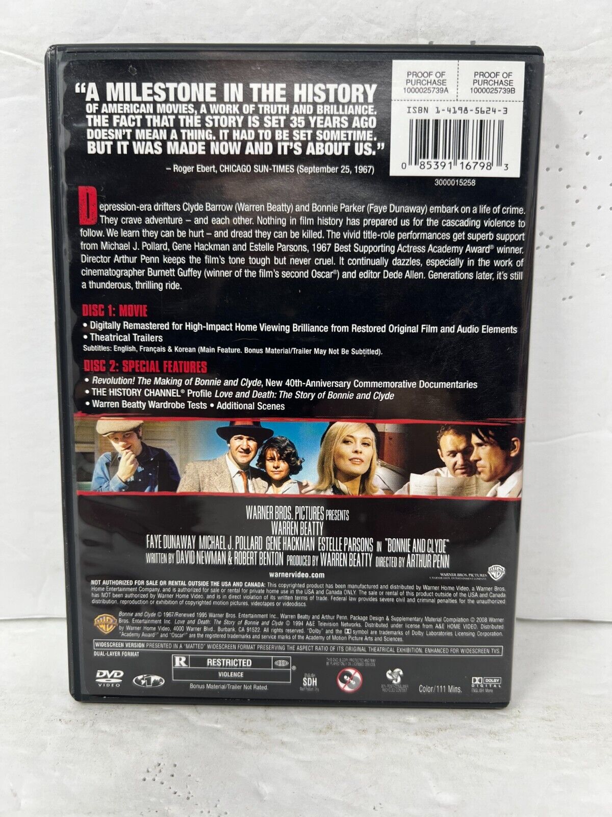 Bonnie and Clyde (DVD) Crime Good Condition!!!