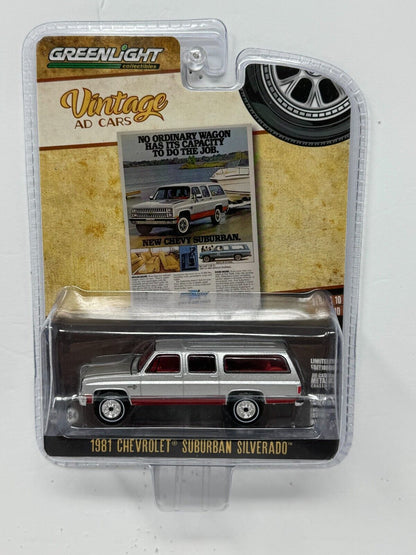 Greenlight Vintage AD Cars 1981 Chevrolet Suburban Silverado 1:64 Diecast