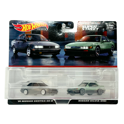 Hot Wheels Premium 1991 Nissan Sentra SE-R & Silvia (S13) 2 Pack 1:64 Diecast