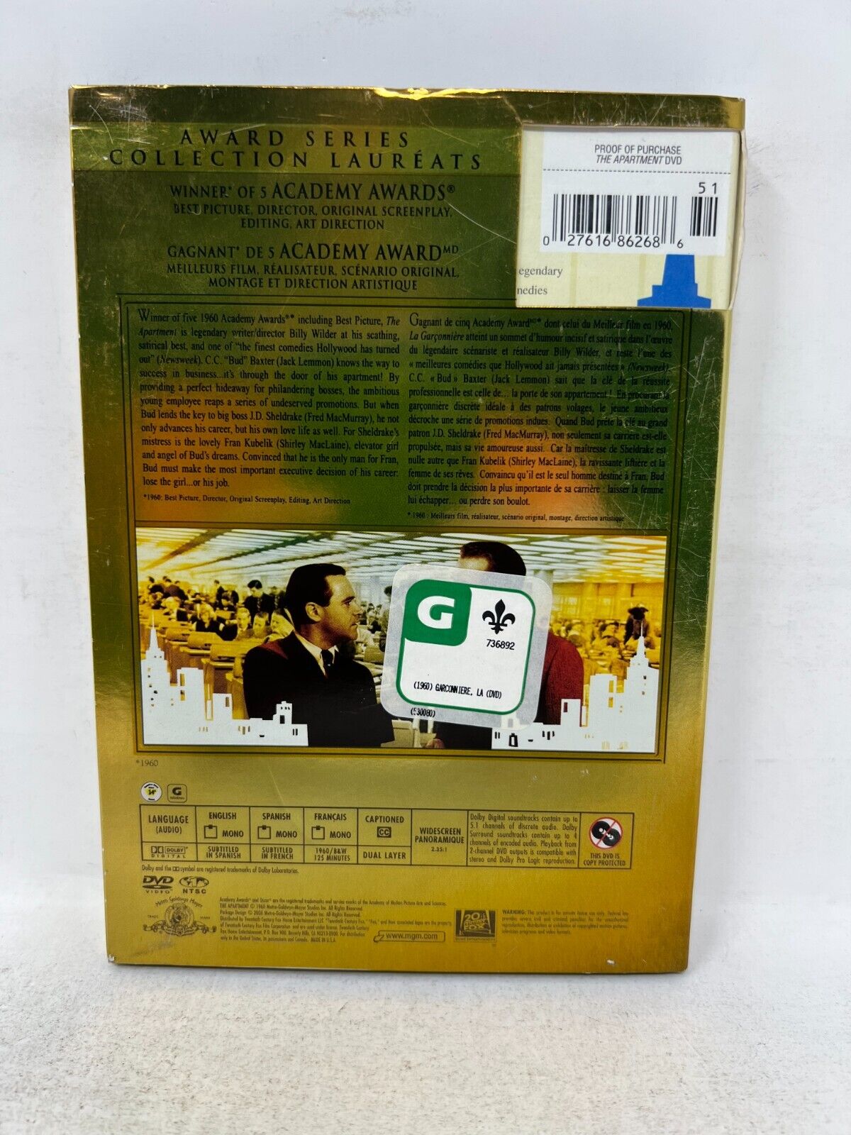 The Apartment (DVD) Romance Drama Good Condition!!!