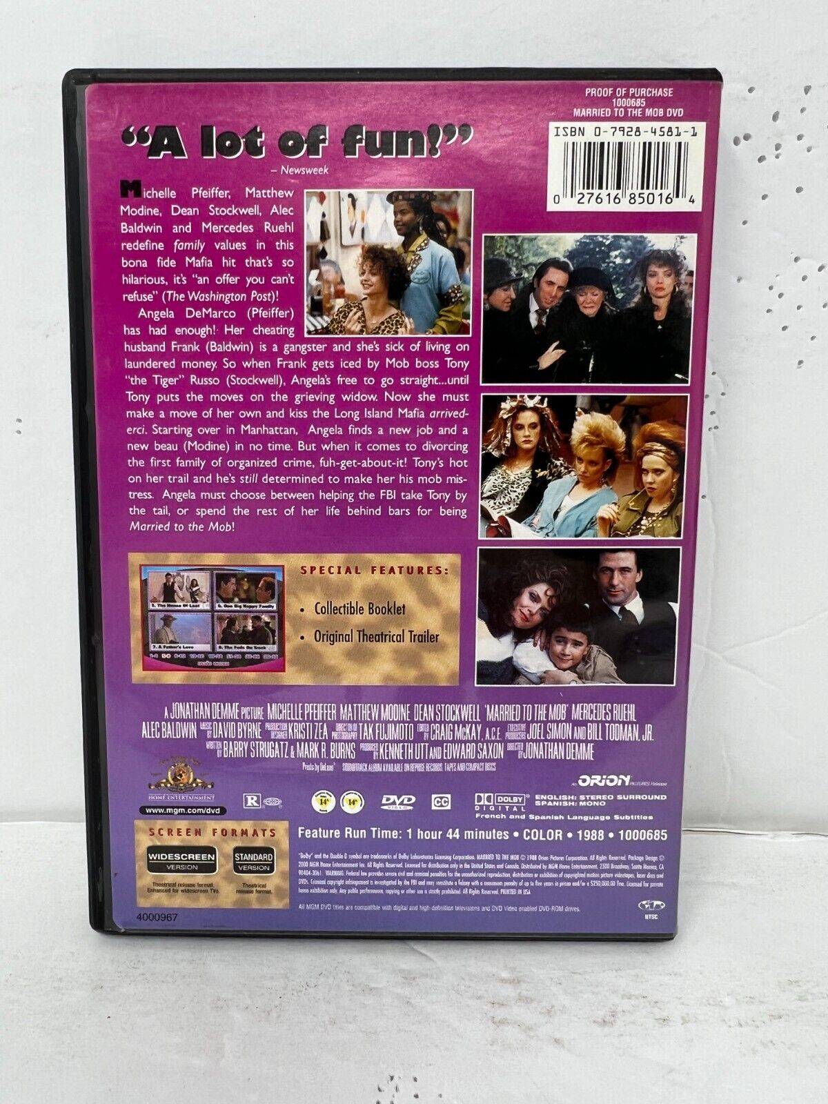 Married to the Mob (DVD) Crime Good Condition!!!