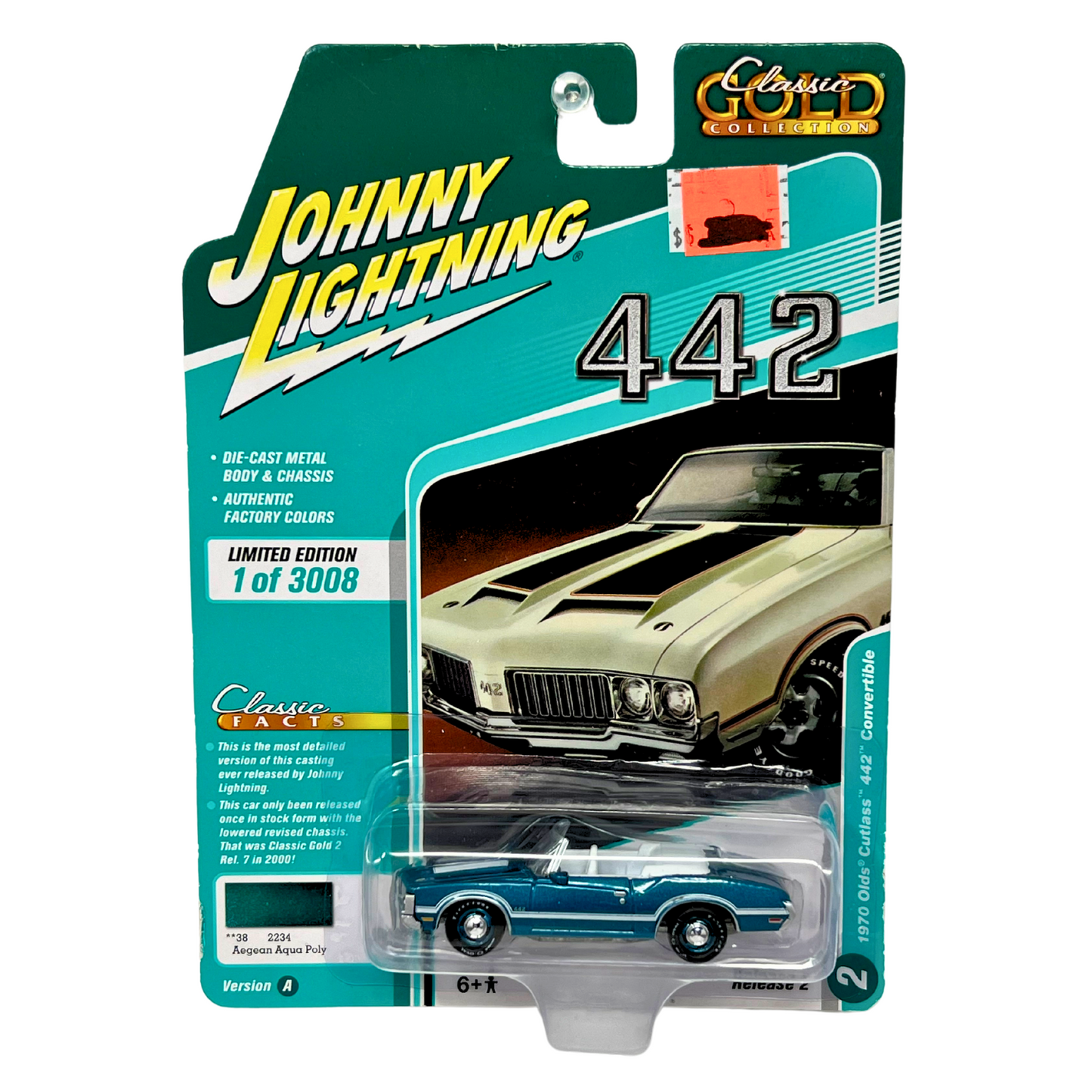 Johnny Lightning Classic Gold 1970 Olds Cutlass 442 Convertible 1:64 Diecast V.A