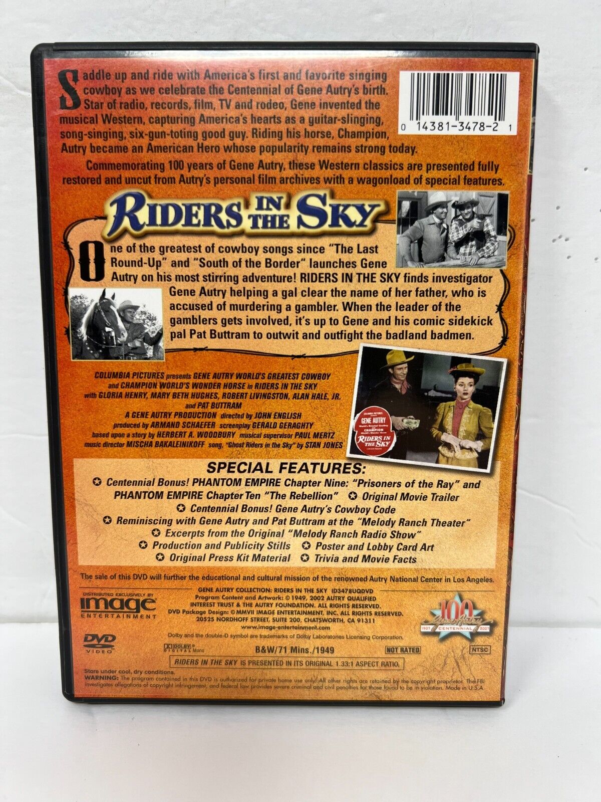 Gene Autry: Riders In The Sky (DVD) Western Good Condition!!!