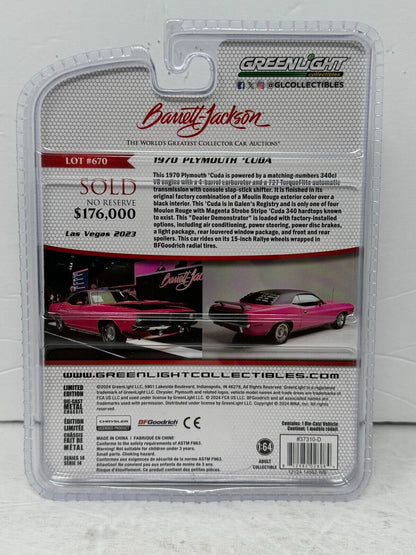 Greenlight Barret-Jackson 1970 Plymouth Cuda 1:64 Diecast