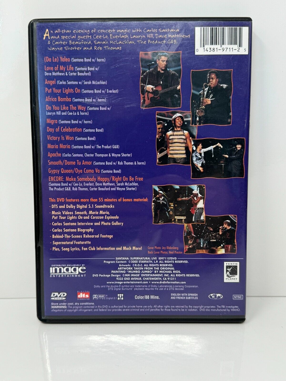 Santana: Supernatural Live (DVD) Music Good Condition!!!