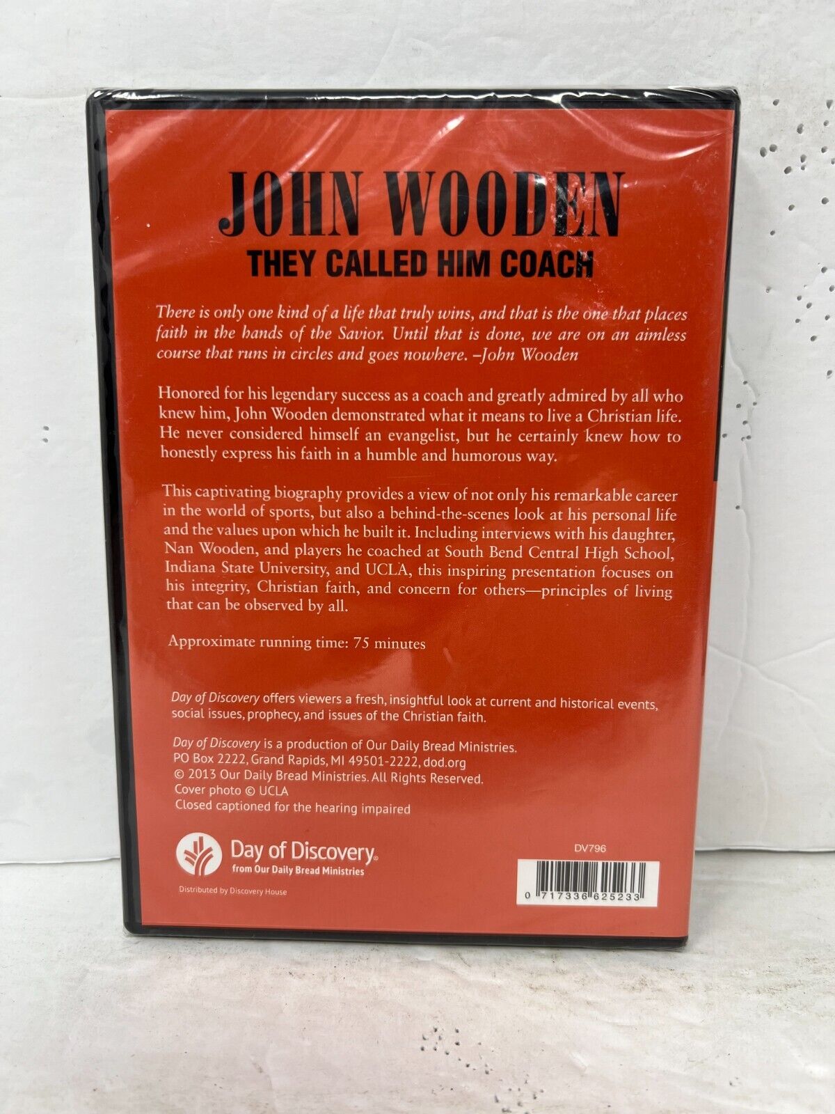 John Wooden - They Called Him Coach (DVD) Religious New and Sealed!!!