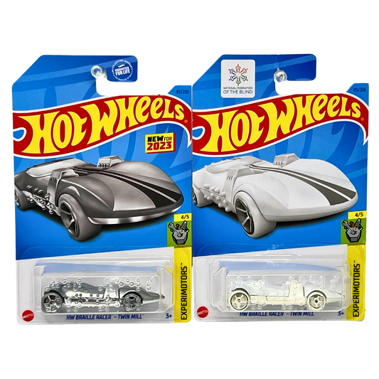 Hot Wheels Experimotors HW Braille Racer Twin Mill Fantasy Cars 1:64 Diecast Lot of 2