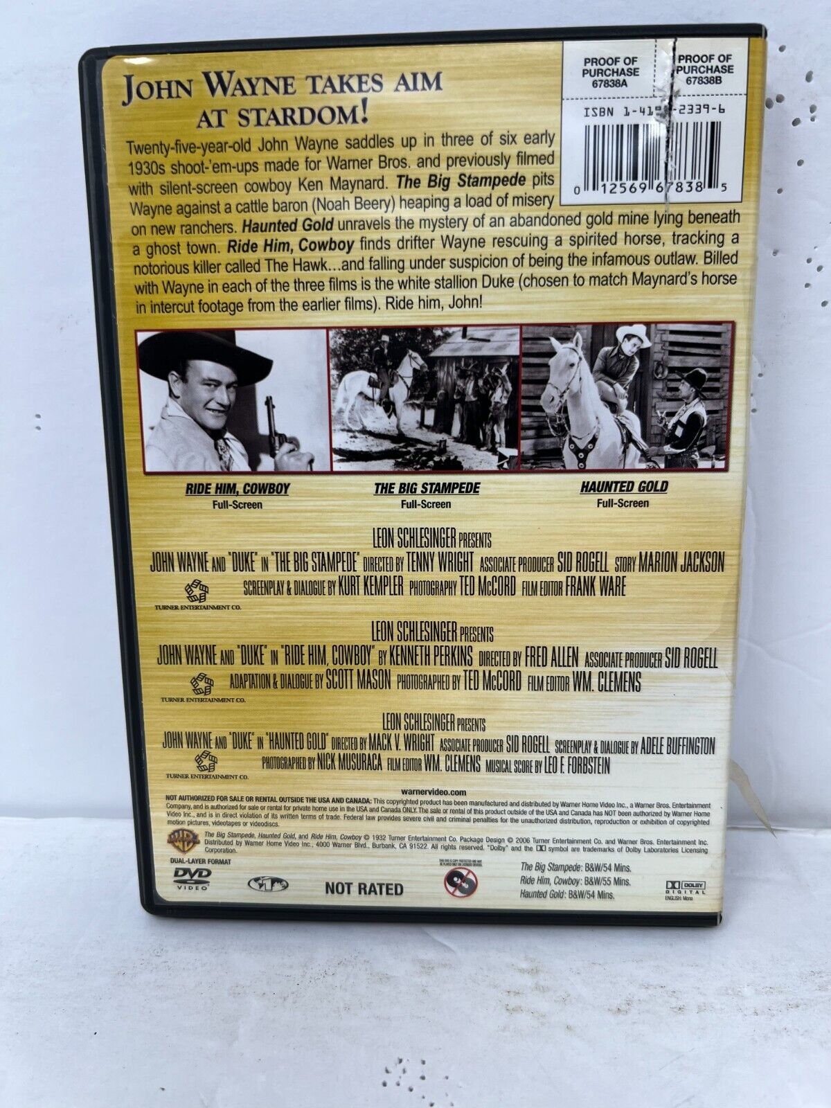 The Big Stampede / Ride Him Cowboy / Haunted Gold (DVD) Western Good Condition!!