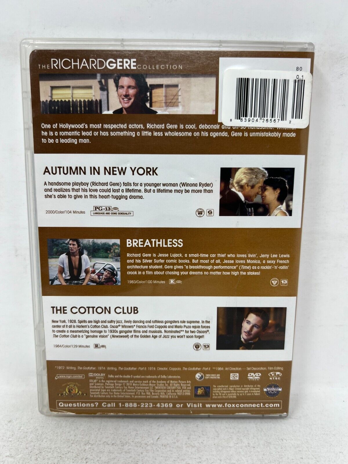 Richard Gere Collection Autumn in New York & Breathless & The Cotton Club (DVD)