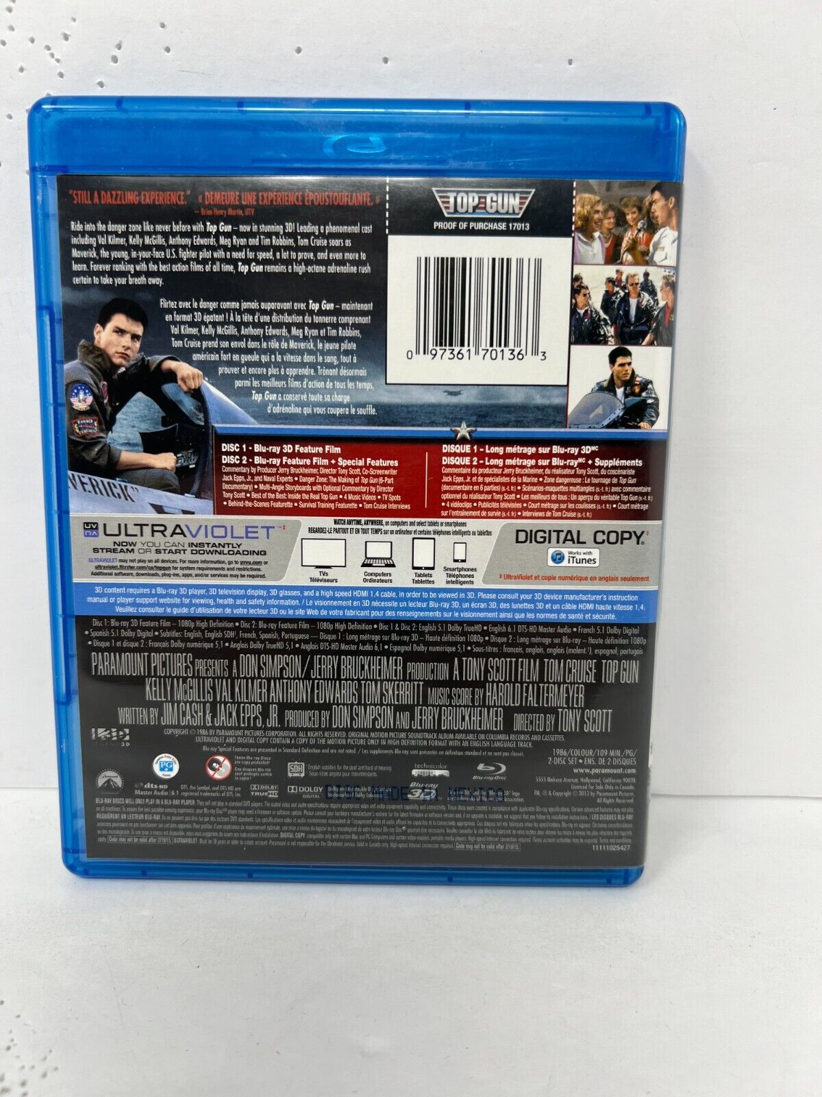 Top Gun (Blu-ray 3D) Action Good Condition!!!