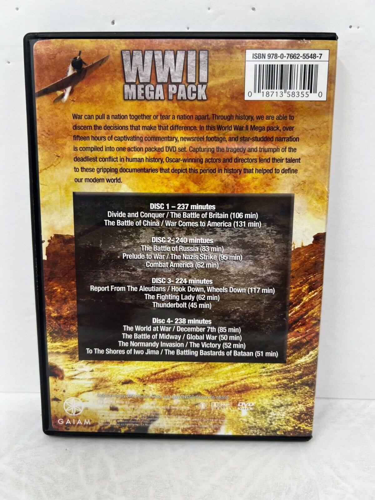 WWII Mega Pack (DVD) War Over 14 Hours on 4 DVDs Good Condition!!!